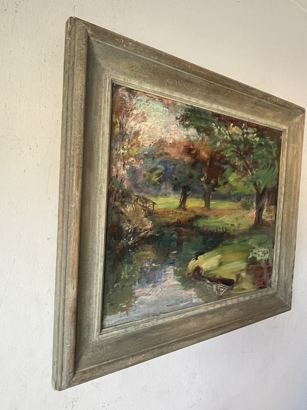 EJNAR HANSEN ANTIQUE MODERN ABSTRACT LANDSCAPE OIL PAINTING OLD CALIFORNIA 1930s gallery