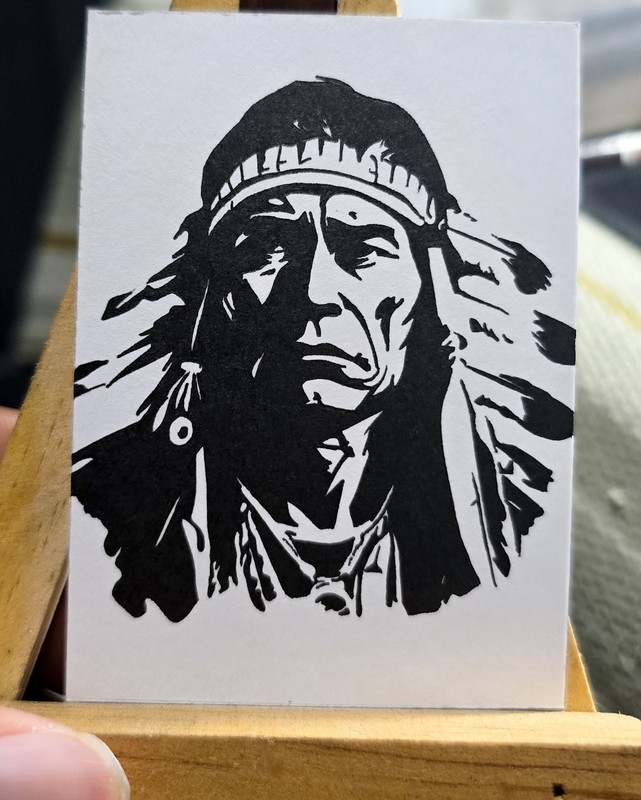 🌟 Original ACEO Native American Man Warrior Black Ink Art Drawing OOAK Handmade