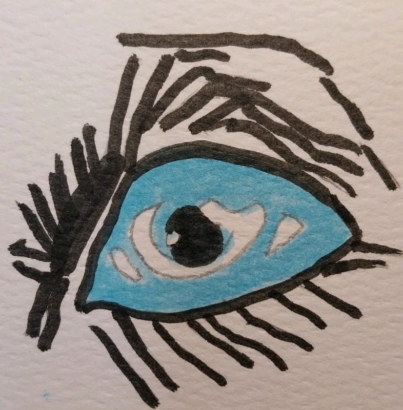 Whimsical Eye Figure Original Painting 12×12 Impressionist Canvas GAT
