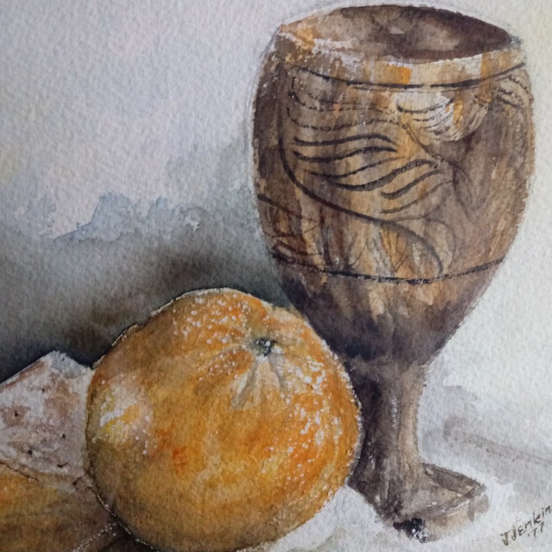 ORIGINAL WATERCOLOR STILL LIFE Signed “J. Jenkins ’77” Matted,Framed,Under Glass gallery