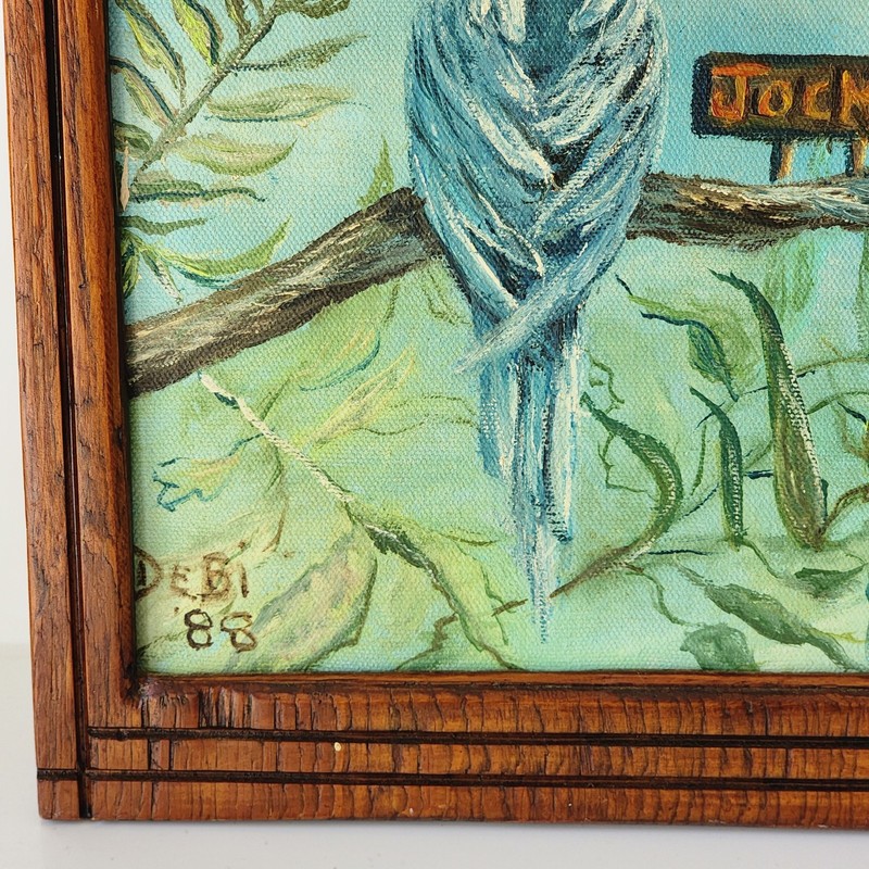 Cockatiel Painting Fredrix Canvas Framed Bird Art Signed 1988 Handmade Painted gallery