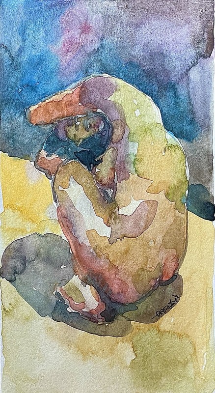 Original unique abstract figurative watercolor nude erotic watercolor picture
