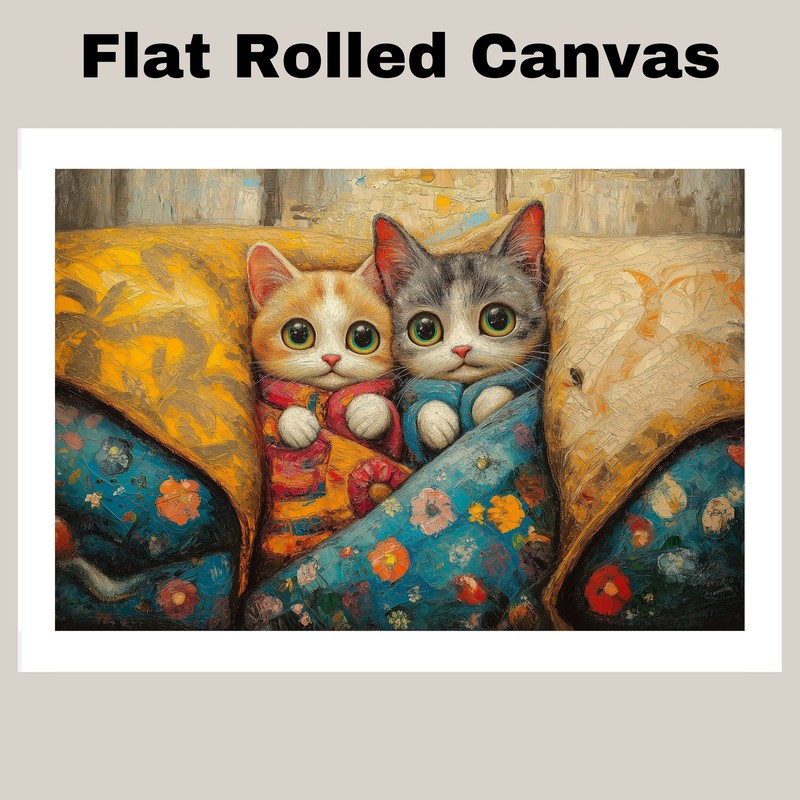 Cats in Pajamas Wrapped in Quilts Flat Rolled, Framed or Wrapped Canvas gallery