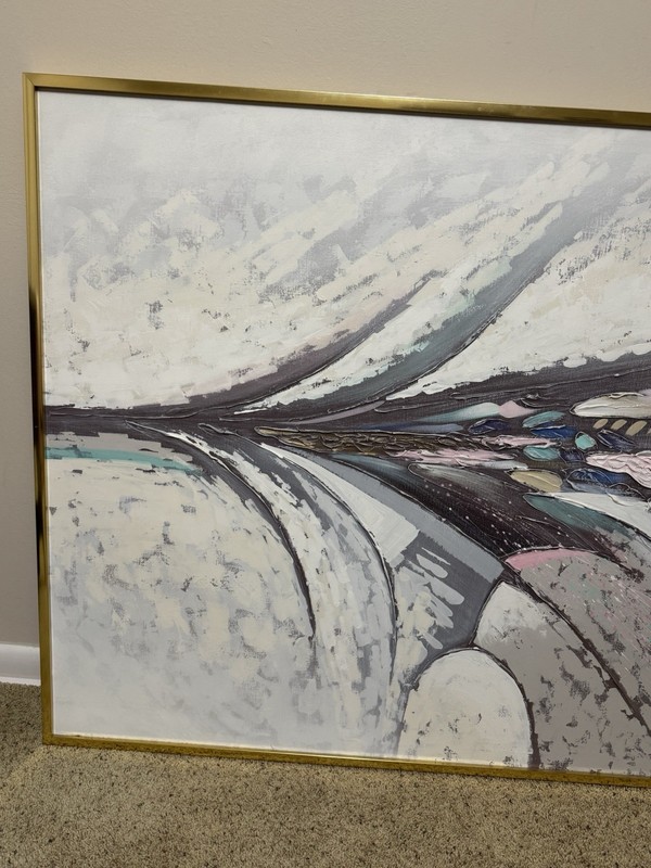 Vintage Mid Century Modern Abstract Singed Ferrante Painting Framed 60.25x40.5' gallery