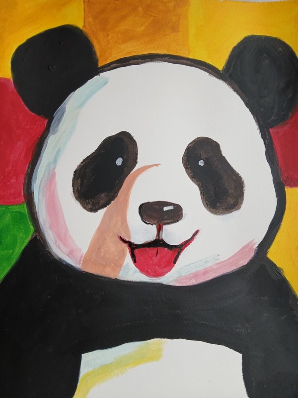 Expressionism 11×14 CUTE Panda Bear Signed Handmade One of a Kind ART Painting