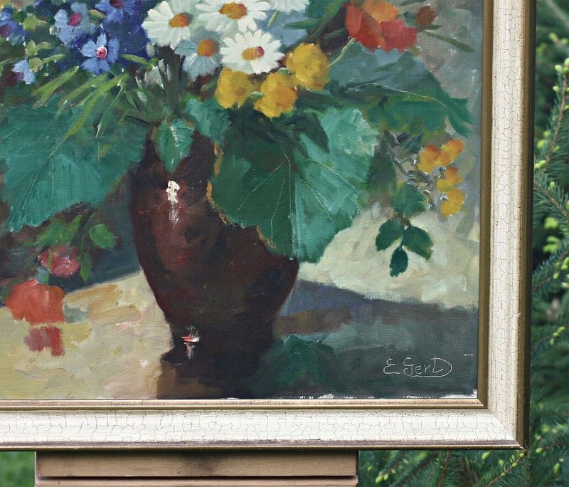 GEERTH EDITH (1906-1970) bouquet of wild flowers, oil on canvas painting Denmark gallery