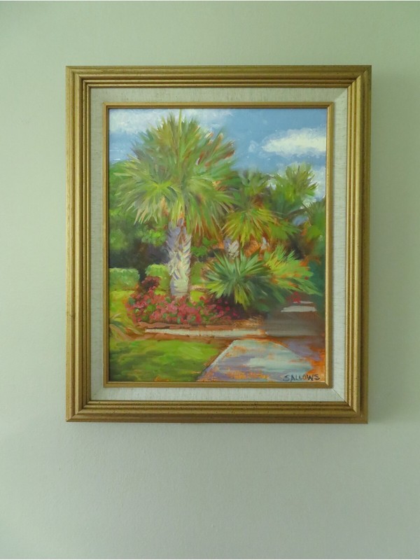 Palmettos South Carolina Plein Air Framed Landscape Palm Trees 11×14 Sallows