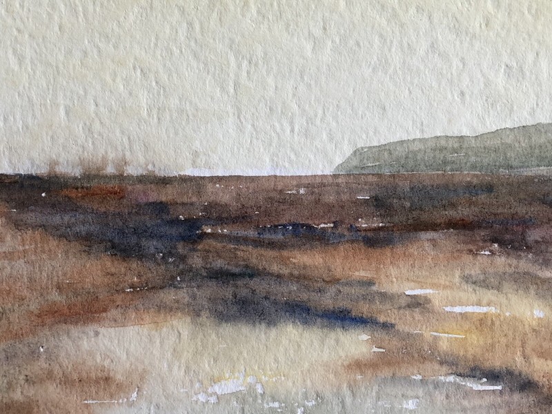 Anonymous Expressive Wide Landscape in the Twilight Small Watercolor 24x16.5 gallery