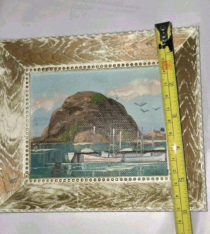 Vtg Small Thomas F. Goff Painting Morro Rock On A Clear Day 7x6 Frame gallery