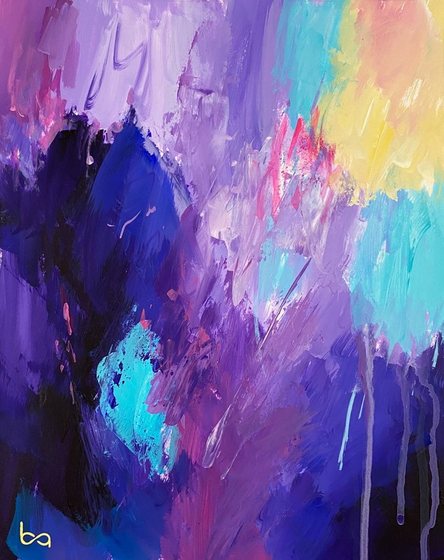 Original Abstract Painting 8×10″ Modern Acrylic Bold Color Palette Wall Decor