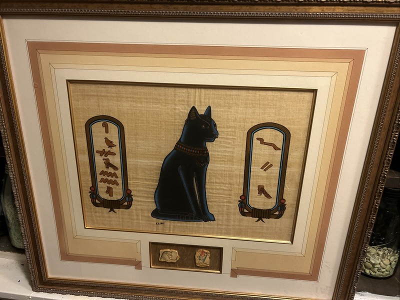 Authentic Egyptian Papyrus Art Bastet Cat Goddess 3D Anubis & Osiris Inserts