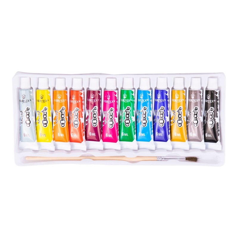 12 Gouache Color Paint Set – 6ml Tubes With Brush | Professional Artist School