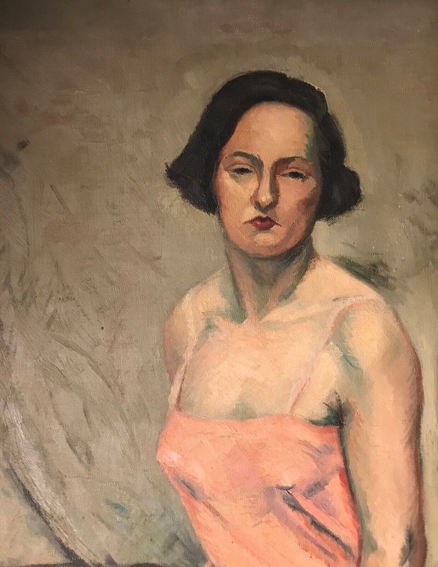 Gunilla de Klercker (1882-1969): SEATED WOMAN IN A CHEMISE, original oil gallery