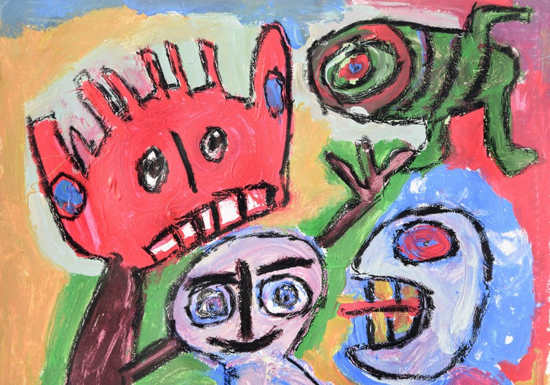 Frank-Kirk Ehm-Marks 1961-2022 Berlin / Painting Acrylic Demons Bizarre / Art Brut gallery