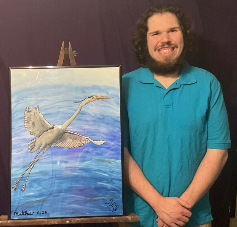 Great Blue Heron Cel Art 18x24 Framed Signed OOAK COA Christian Faith Fine Art gallery