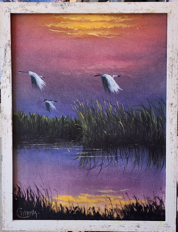 Florida Art By Oscar Whirls Original Oil Painting Okeechobee Sunset 12×16