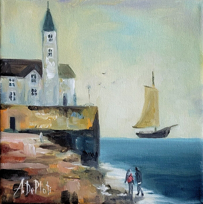 Whimsical Original Oil/ canvas painting* 8 x 8 in, signed*Morning Breez*
