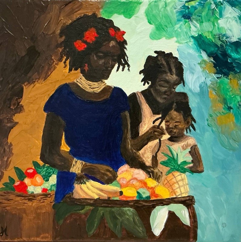Original Art-African Art- Acrylic Painting-Wall Art 20x20cm