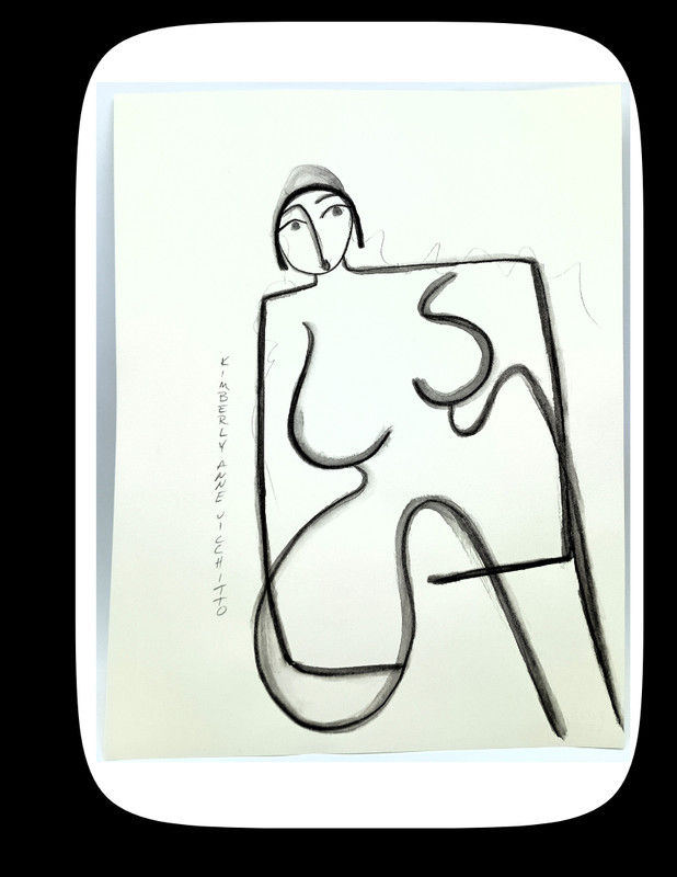 Original Signed Contemporary Art on Paper Art Woman VI001 Monochromatic 8.5″x11″