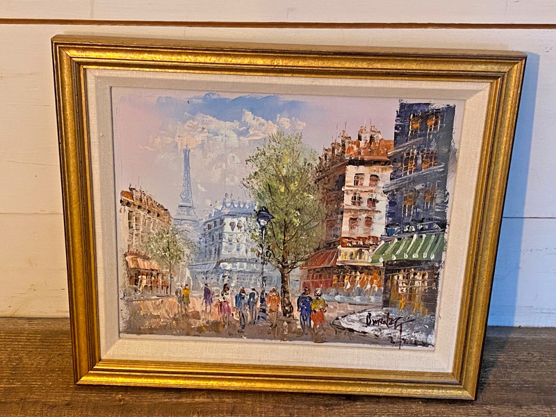 Caroline Burnett 13″ X 11″Paris on Canvas Original Oil Painting Framed Signed