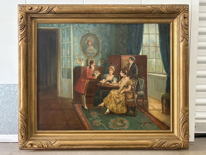 🔥 Fine Antique 19th c. Old Master European Royalty Ladies Oil Painting, STEPHAN