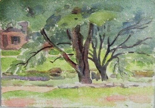 Watercolor on paper Landscape Homestead by Egbert Cadmus American 1868-1939