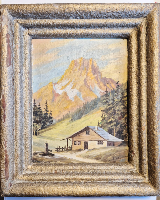 E0024 - Small Painting Circa 1930 - Landscape - Frame - 23.0 x 19.2cm gallery