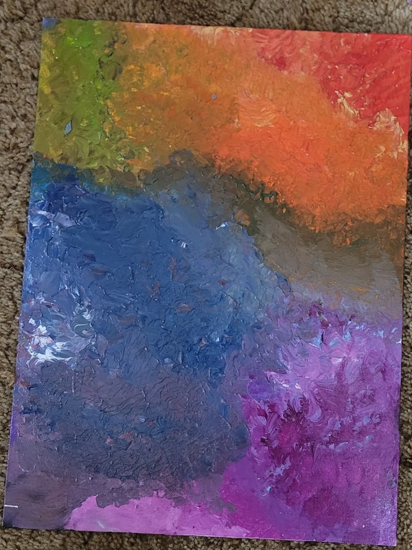 Abstract Textured Multicolor Painting, Small Unframed Single Piece