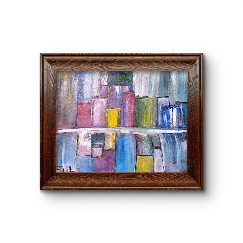 Urban Landscape Modern Expressionist Original Abstract Canvas 12x16 gallery