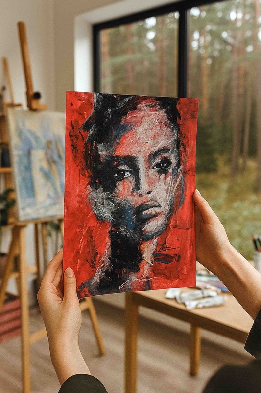 Original Acrylic Painting Abstract Expressionism MOODY Portrait A5 OOAK Artwork gallery