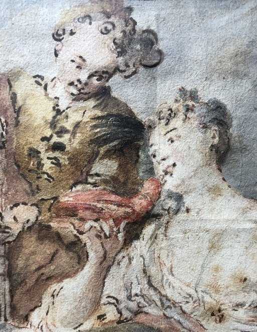 Francois Boucher (Attributed) Watercolor W/ Period Frame18th Century gallery