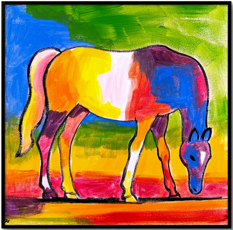 Colorful Horse Painting, Western Equine Art 12×12