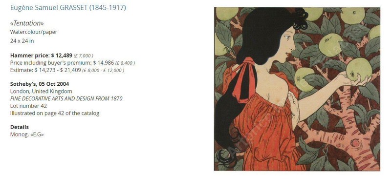 Antique Original Graphite & Colored Pencil Drawing by Eugene Grasset gallery