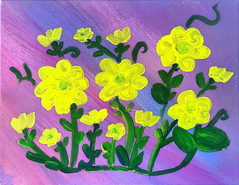 Yellow Daffodils Acrylic Painting Wall Art Original 11×14 Canvas