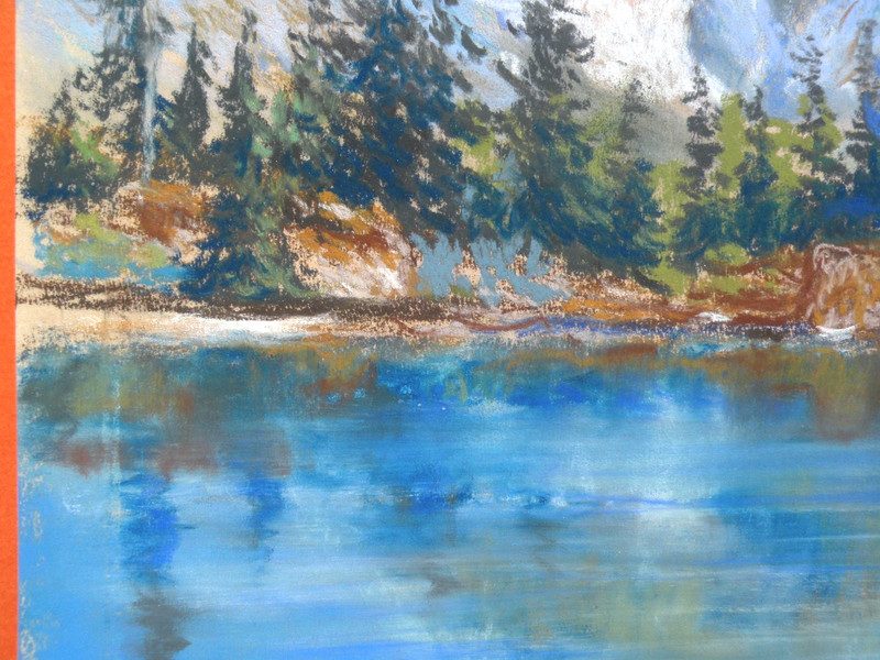 Pastel painting Mount Baker Washington initials signed possibly DeWitt Parshall gallery