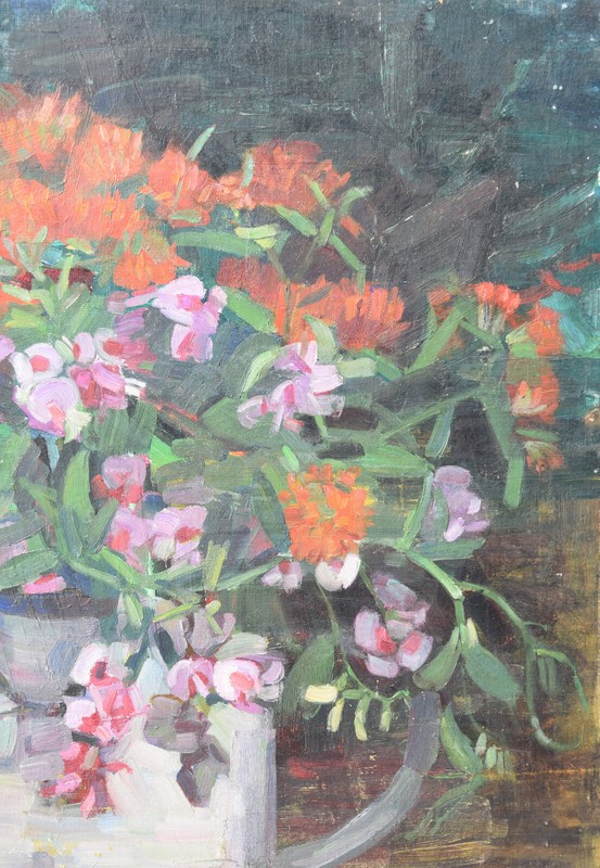 Luise Kornsand 1876-1972 Karlsruhe/painting still life begonia violets/exile gallery