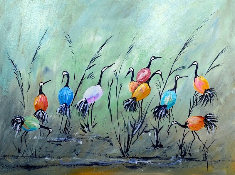 Original Oil Painting 9×7 in Unframed Signed Colorful Birds WallArt