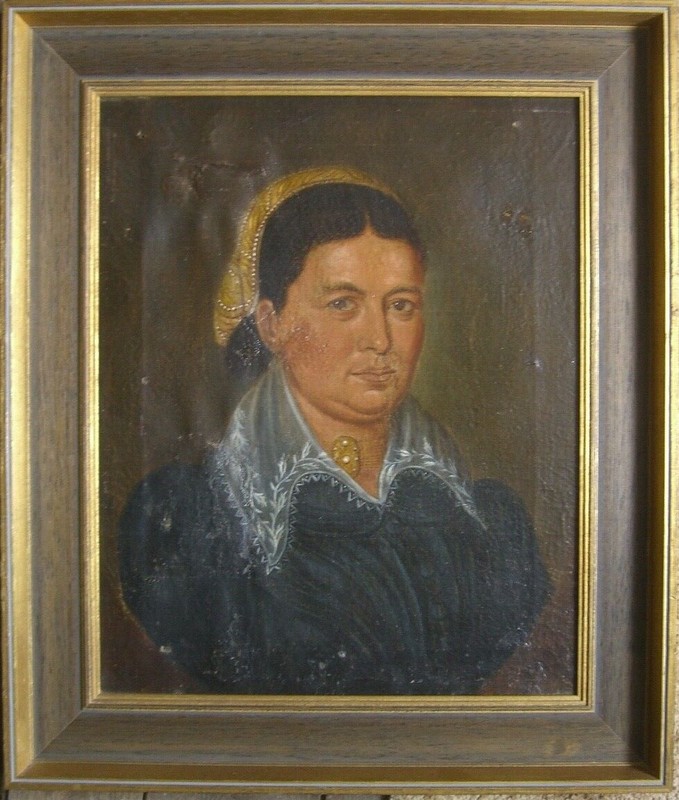 ::OIL PAINTING°LADY IN COSTUME WITH HOOD°BIEDERMEIER AROUND 1830°FRAME UNSIGNED