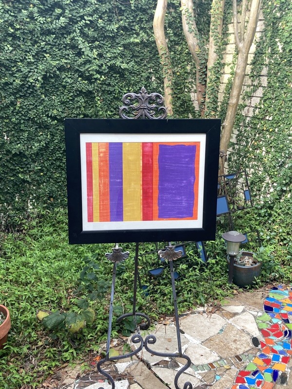 Contemporary Abstract Art Stripes Matted Framed Vibrant Color Stripes Unsigned gallery