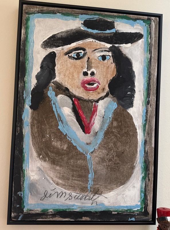 Jimmie Lee Sudduth Folk Art Painting Vintage Outsider Art Portrait Signed