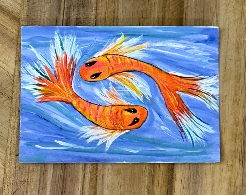 ACEO Original Tiny Art Koi Fish aceo original art cards