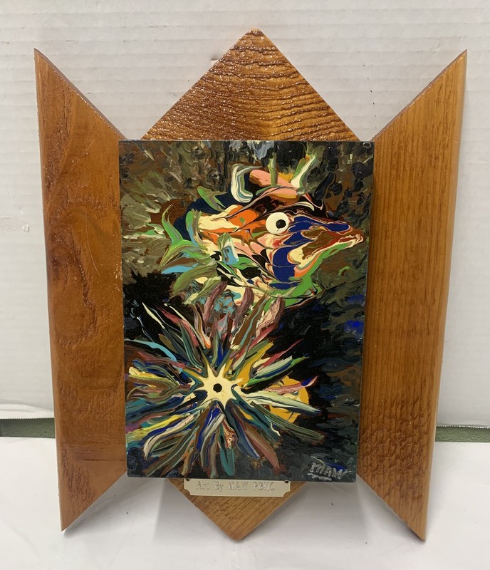 LOOK! RARE GORGEOUS Abstract Contemporary PAINTING “Fishie Outlook” SIGNED