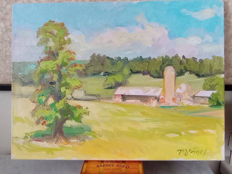 Original Oil Painting "Lone Tree Farm" en plein air by Ralph Basford 18 by 24 gallery
