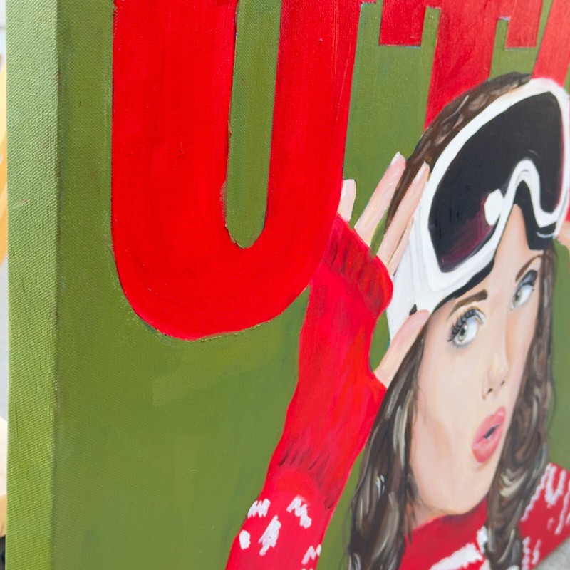 Utah Ski Original Artwork by seller 36 x 36" 1of kind Original Skiing Art gallery