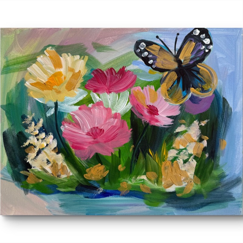 BUTTERFLY MONARCH SEASON 14X11 IMPRESSIONISM ORIGINAL MODERN FINE ART gallery