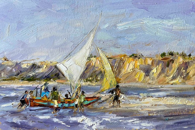 Original Oil Painting Coastal Praia do Pipa Beach Landscape Panel Art 6 x 8 in