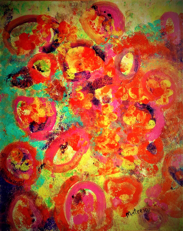ABSTRACT ORIGINAL ART MODERN PAINTING FLORAL DECOR CONTEMPORARY ART 14″ #A185