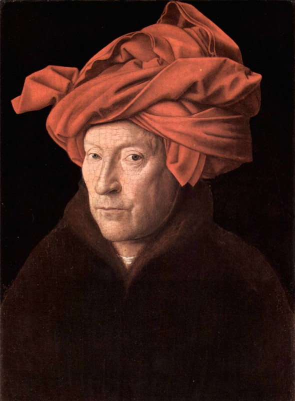 Dream-art hand painted Oil painting male Portrait of Man in a Red Turban canvas