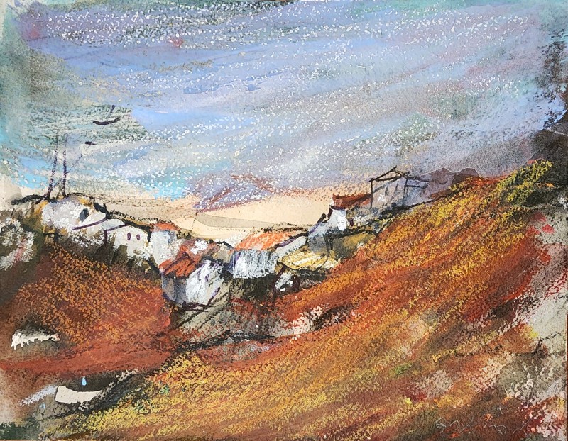 ESTHER PERETZ ARAD (1921-2005), Pastel on Paper, Rural Landscape, Signed