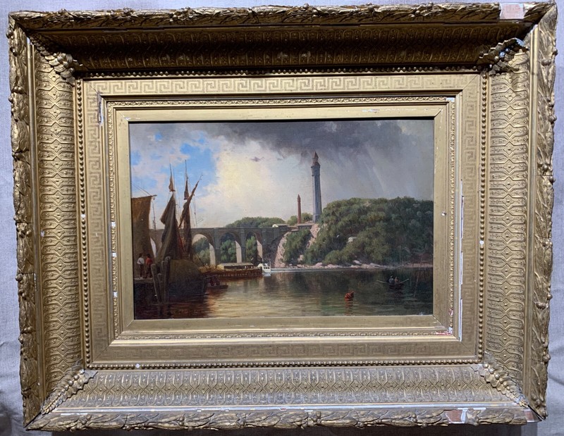 George L. Clough ca. 1870 Hudson River School painting NYC Washington Heights gallery